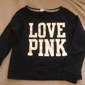 {PINK} Black Crewneck